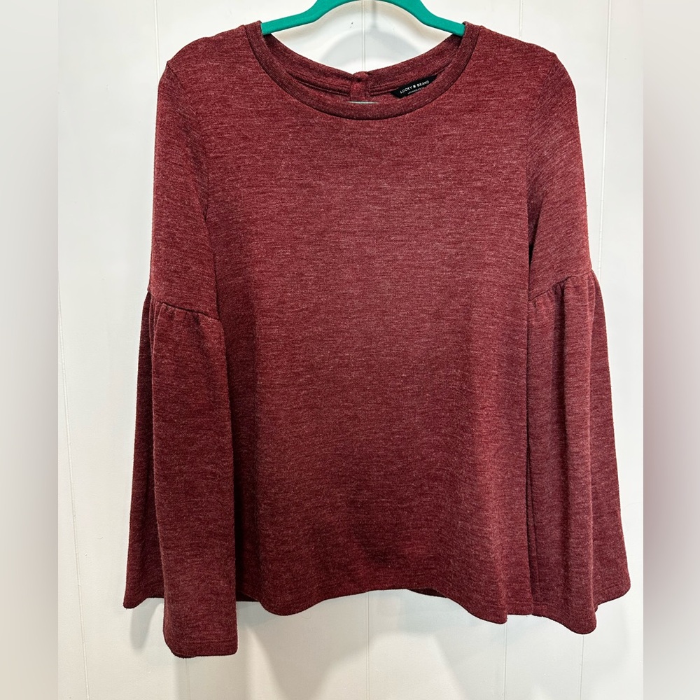 Lucky Brand size Small bell sleeve top Heathered Wine Color Burgundy